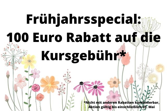 Frühjahrsspecial - 100 Euro Rabatt auf die Kursgebühr als Heilpraktiker*in Psychotherapie